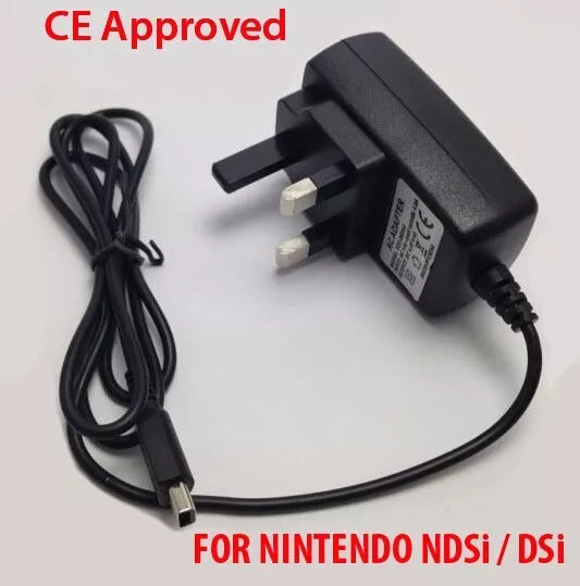 Nintendo 3 Pin UK Mains Charger Adapter Wall Plug For DSi NDSi DSiXL XL DS i