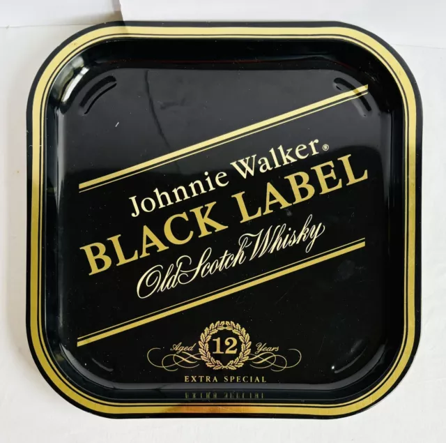 JOHNNY WALKER Black Label Whiskey Advertising Vintage Serving Tray Barware 33cm