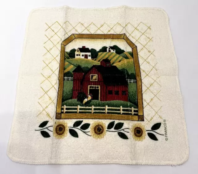 Vintage Franco Dishcloth Kitchen Rooster Sunflowers Farmhouse Country Cotton