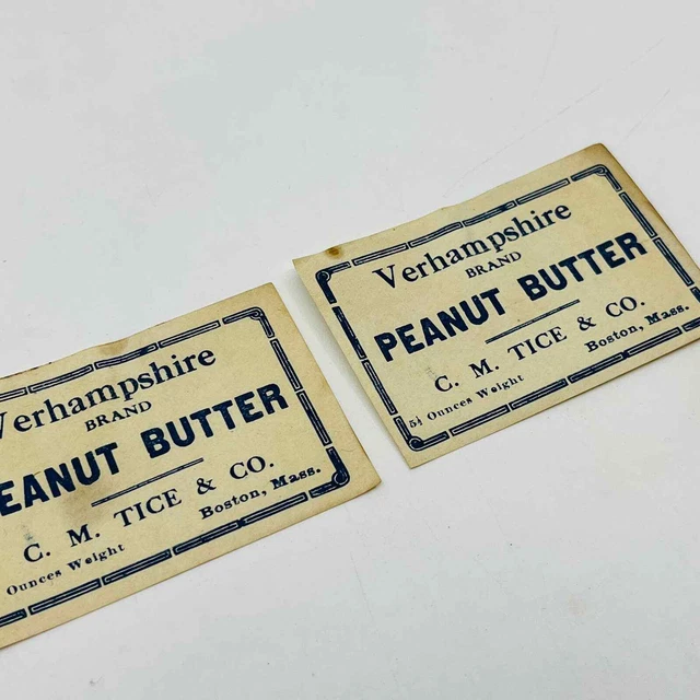 VERHAMPSHIRE Brand Peanut Butter Label C.M. Tice & Co. Boston Set of 2 EA4