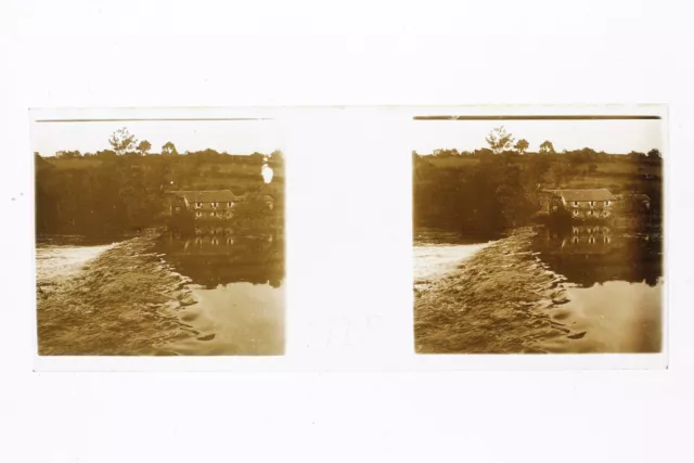 France Rivière Paysage Photo Stereo Plaque de verre Th4L7n7 Vintage