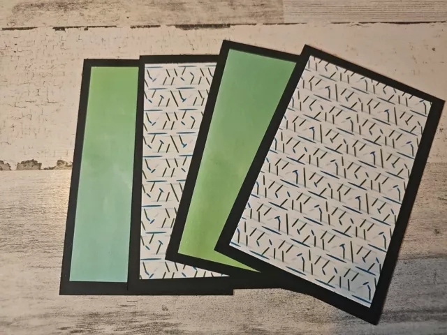 set of 4 photo mats (inside 3.5x5.5 outside 4x6) blue and green design #2316