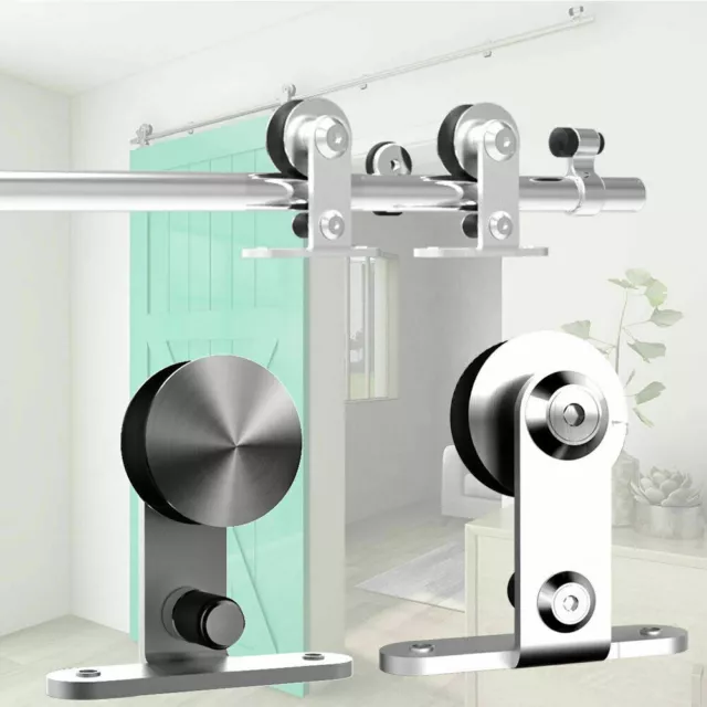 5-12FT Stainless Steel Sliding Barn Door Hardware Track Kit Premium Heavy Duty