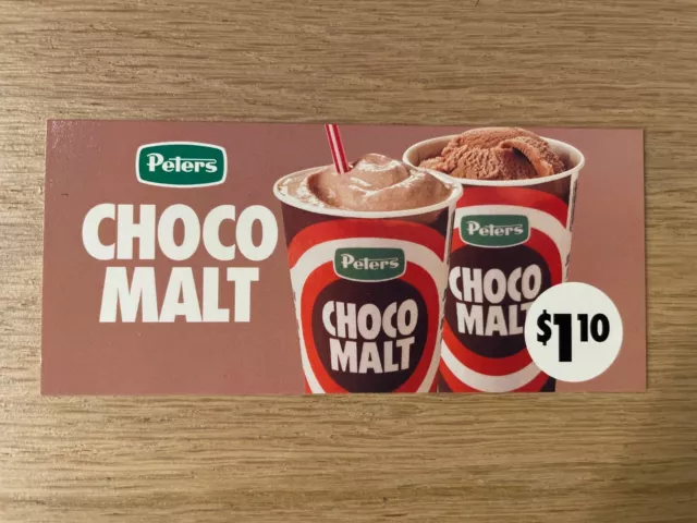 Original Peters Ice Cream point of sale card - Choco Malt. Unused.