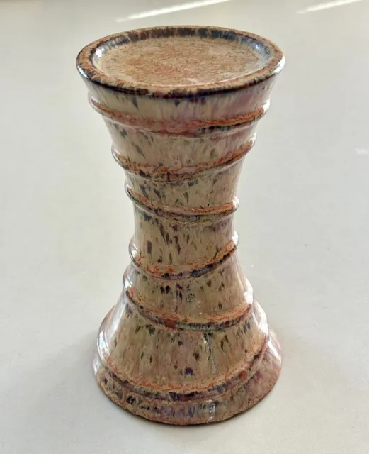 Hand Cast Studio Pottery Candle Pedestal Glazed