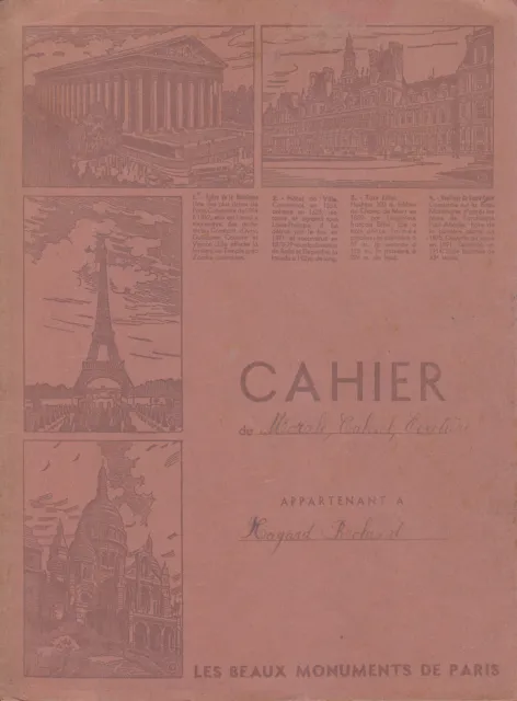 Objet de collection protège cahier les beaux monuments de Paris