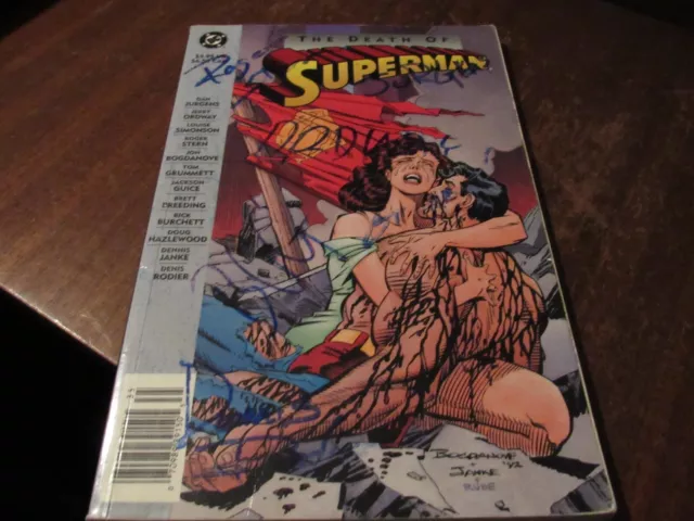 The Death of Superman Doomsday DC Graphic Novel TPB Comic Book Writing on Cover