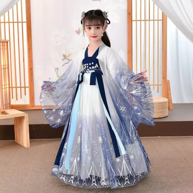 Ragazza Ricamo Hanfu Abito Bambino Cinese Vestiti Lucido Fiocchi Cosplay Etnico