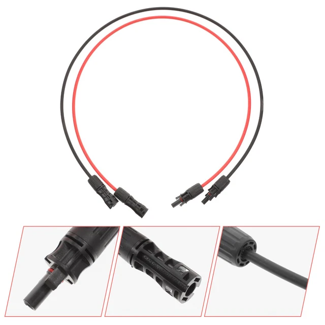 2 piezas Cable de extensión fotovoltaico Plástico Adaptador de panel solar