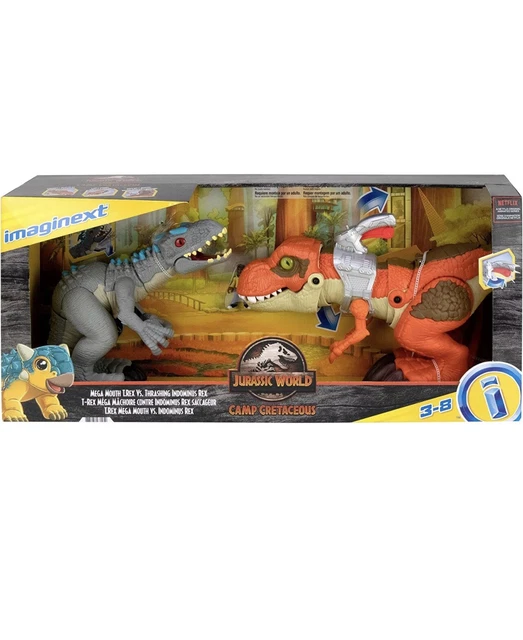 IMAGINEXT JURASSIC WORLD-CAMP Cretaceous-Mega Bocca Trex Vs Indominus ...