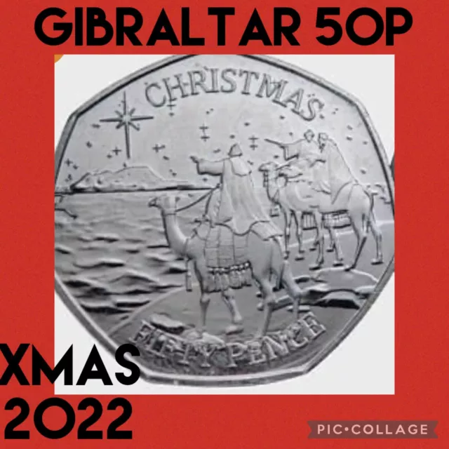 Gibraltar 🇬🇮 coin 50p Xmas 2022 Christmas 3 wise men kings camels animals UNC