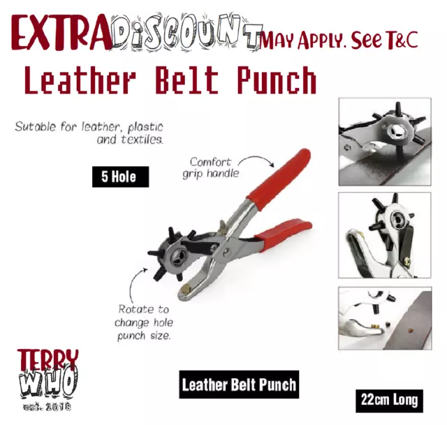 Au Leather Belt Punch Revolving Leather Eyelet Hole Puncher Plier Craft Tool