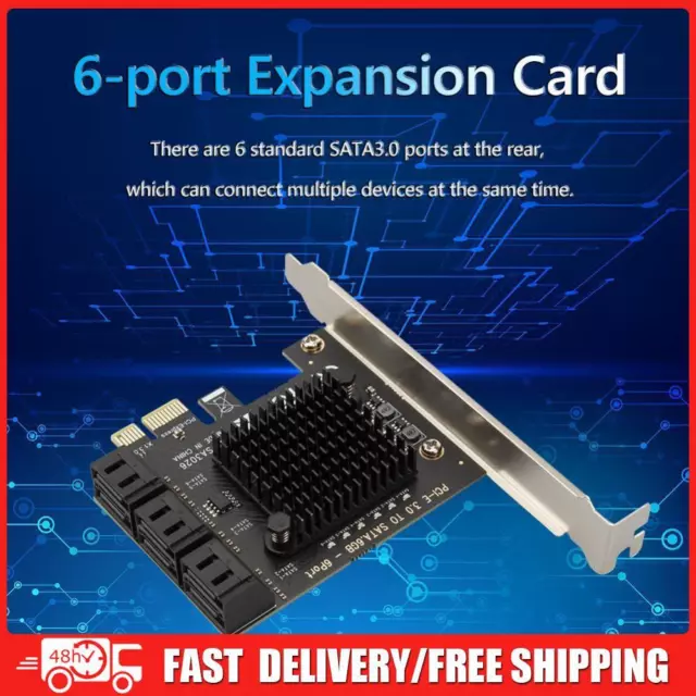 6 Ports SATA III PCI E Express 3.0 X1 Controller Expansion Card Adapter 6Gbps