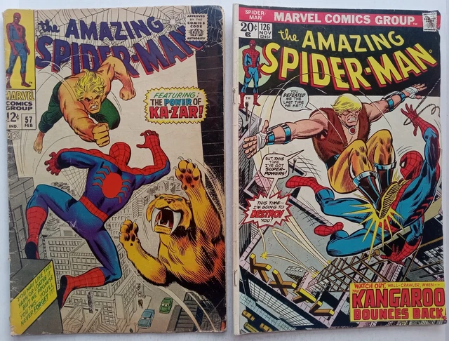Marvel Amazing Spider-man #57 #126 Silver Bronze Age 1967 1973 Comic Lot Ka-zar