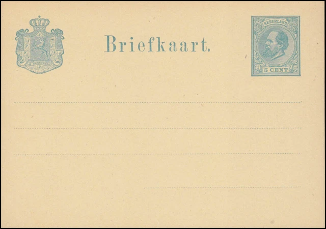 Postkarte P 9 König Wilhelm 5 C. blau, ungebraucht ** / MNH