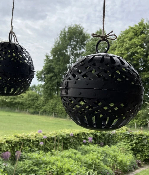 Made In India Hand Wrought Iron Outdoor Candle Lantern Steel Sphere Ball 8”