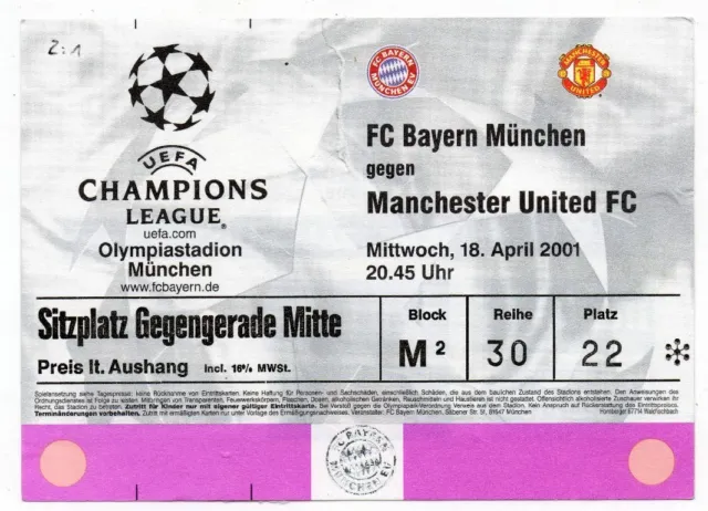 Biglietto EC Bayern MINUSCOLA - Manchester United 18.04.2001