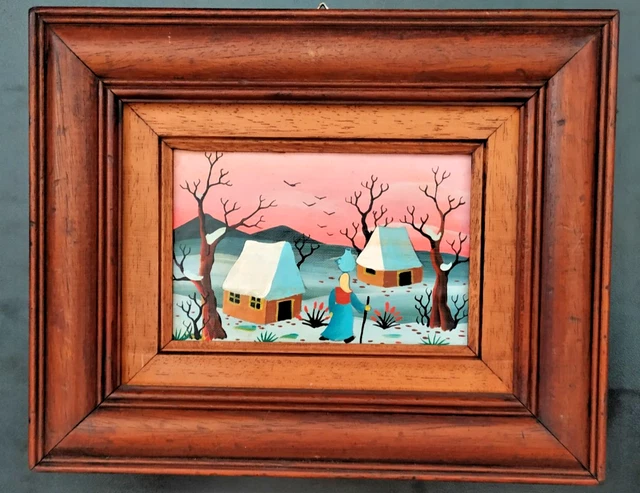 QUADRO DIPINTO A olio su tela vintage paesaggio mare Capri con cornice