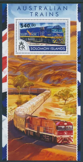 2015 Solomon Islands Australian Trains Mini Sheet ($40) Fine Mint Mnh
