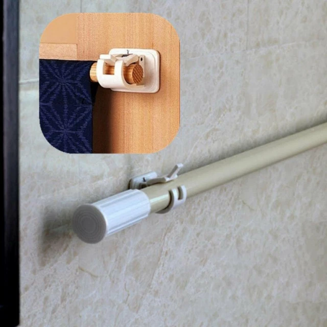 2 Pcs Self Adhesive Curtain Rod Bracket Drapery Hook Holders Fixing Rod Holder