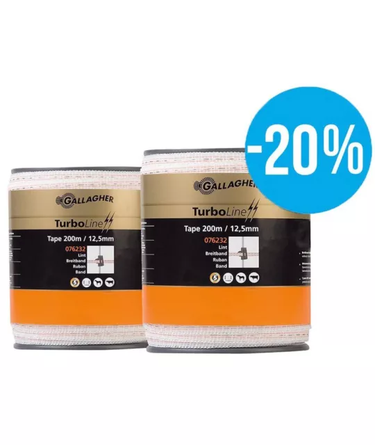 OFFERTA SPECIALE Duopack Nastro TurboLine 12,5mm bianco 2x200m Gallagher