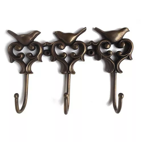 10.82inch Vintage Love Bird Hook Antique Solid Brass Coat Hanger Wall Mount Art