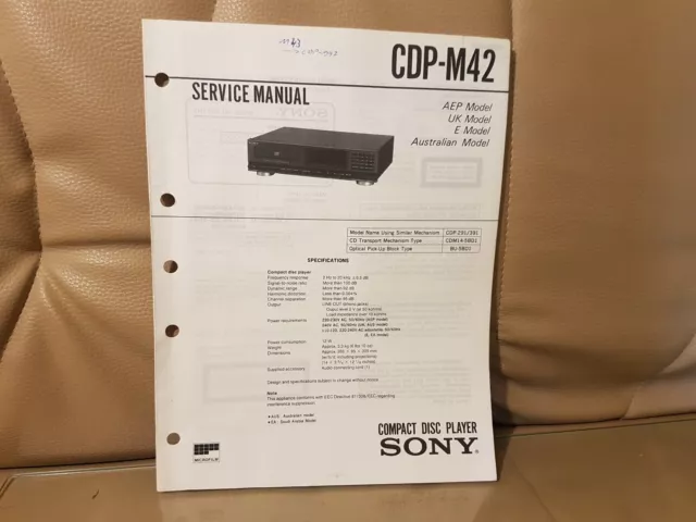 Sony CDP M42 Service Manual Bedienungsanleitung