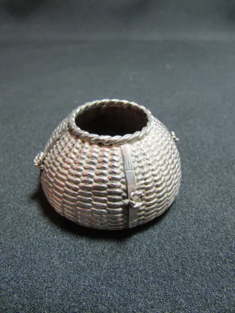 Oriental Sterling Silver Woven Cone Shaped Salt Pot c.1940-50