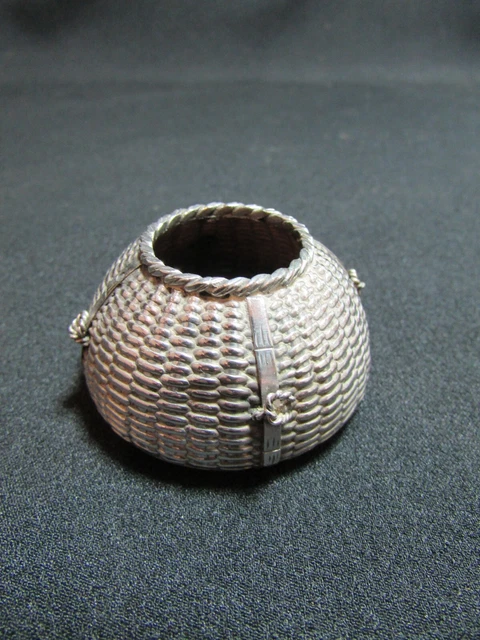 Oriental Sterling Silver Woven Cone Shaped Salt Pot c.1940-50