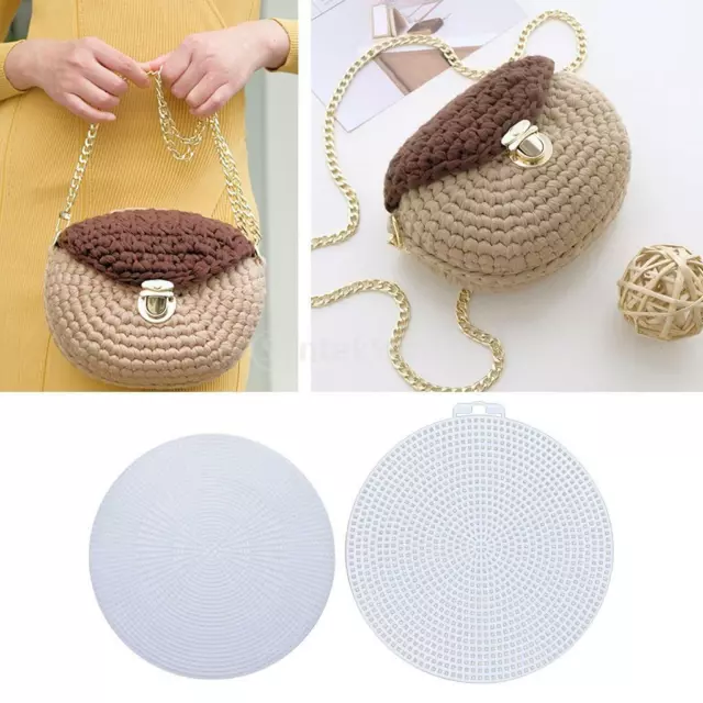 10x Plastic Canvas Shapes Net Round Embroidery Yarn Knit Bag Bottom Crafting