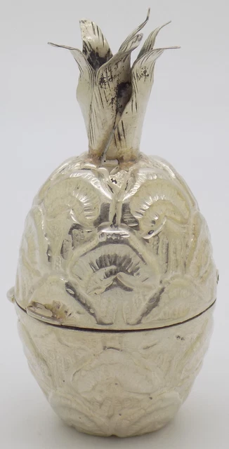 Vintage Italian Handmade Genuine Silver RARE Pineapple Pill Snuff Trinket Box