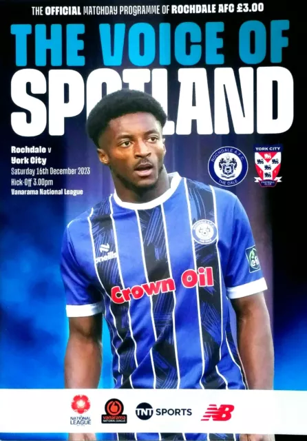 Rochdale v York City 16/12/2023 National League Official programme. Brand NEW.