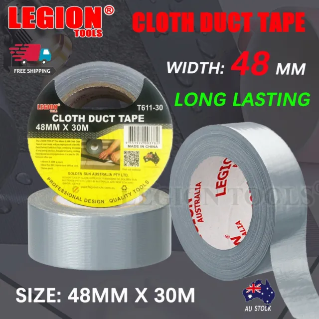 Cloth Duct Tape 48mm × 30m Gaffer Craft Self Adhesive Repair Silver Waterproof