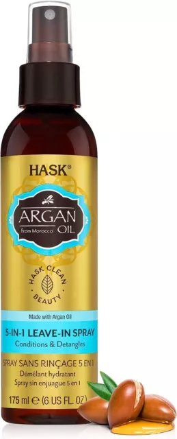 Aceite de argán 5 en 1 aerosol acondicionador de hoja en aerosol, reparación para todo el cabello...