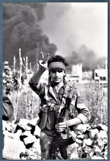 large vintage Reza photo Palestine Fatah vs Syria army Tripoli Lebanon war 1983
