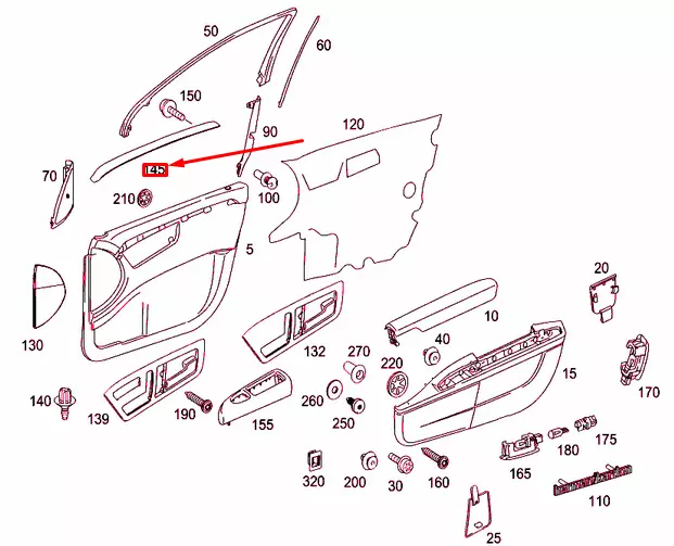 MERCEDES-BENZ S W221 avant Droit Porte Haut Moulage A2217205222 Neuf Original