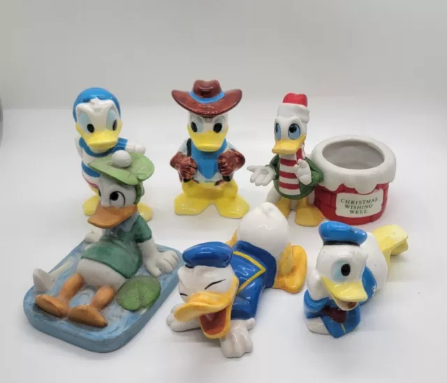 Lot Of  6 Donald Duck Disney Ceramic Figures Vintage Japan & Gift Ware