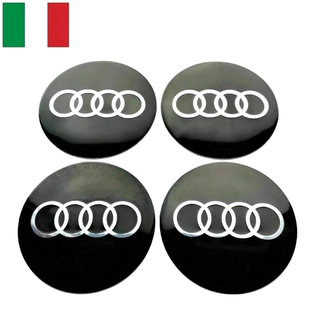 Coprimozzo Originale Audi - Nero Lucido Con Anello Cromato, Diametro 6.8cm
