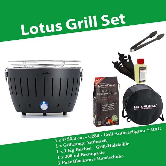 Lotus Grill Starterset Barbecue raucharm Ø 25,8 cm - G280 - Anthrazitgrau