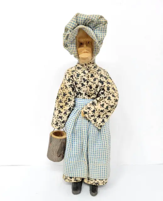 Vintage Pioneer Grandma Woman Primitive Folk Art Hand Carved Wood Figurine Doll 9 99 Picclick