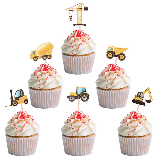Décoration Gâteau Chantier - 27 Pièces (excavatrice, Camion, Grue...) Pour Anniversaire Enfant