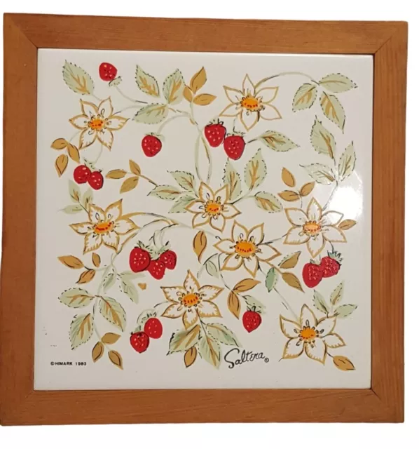 Azulejos artísticos Himark 1983 fresa de colección 7 pulgadas X 7 pulgadas enmarcado