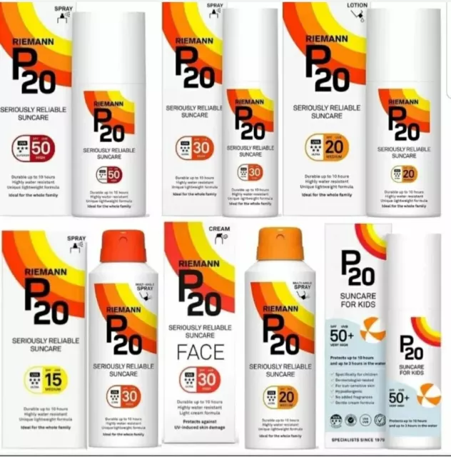 RIEMANN P20 SUN PROTECTION - SPF20 LOTION, SPF30 SPRAY, SPF50 SPRAY - 100/200ml