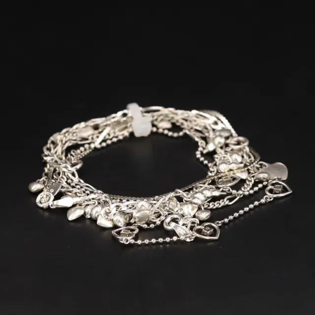 Sterling Silver - Lot of 5 Assorted Bead Curb Serpentine Chain Bracelets - 18.5g