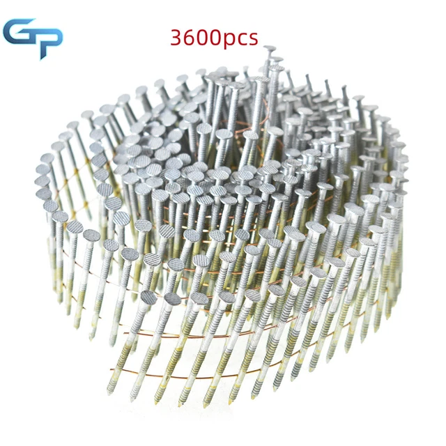 15Deg 0.092in × 2-1/2in Collated Wire Coil Full Round Head 3600Pcs Siding Nails