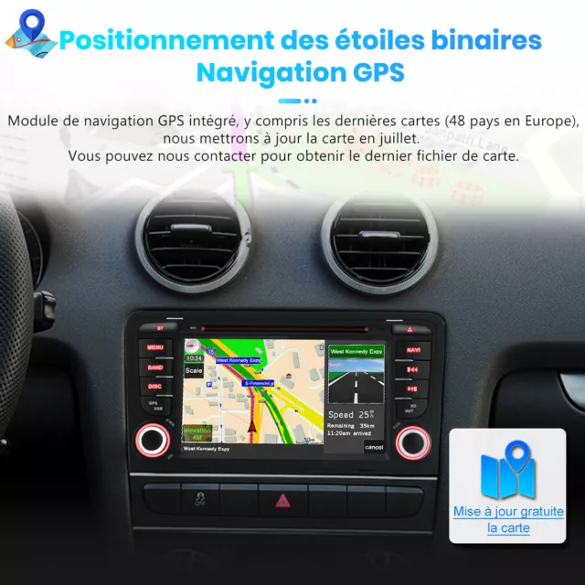 7" Autoradio DVD RDS CD Bluetooth DAB+ GPS Navi FM Pour Audi A3 S3 RS3 8P 8V 8P 3