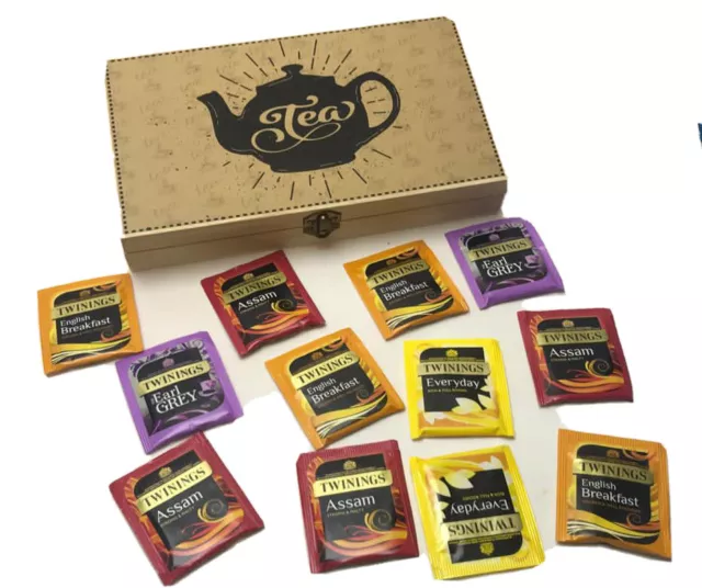 Selection Of Tea presented in a Wooden Box  - Twinnings Envelope Teas -( 32)