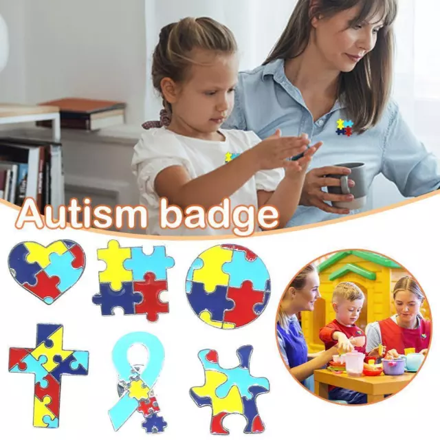 AUTISM AWARENESS LAPEL PIN~BROOCH Jigsaw puzzle Badge>`~ W2C3 3