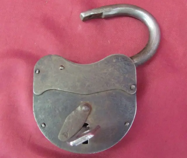 19C. Antique Large Iron Padlock And Key For Door Gate 5