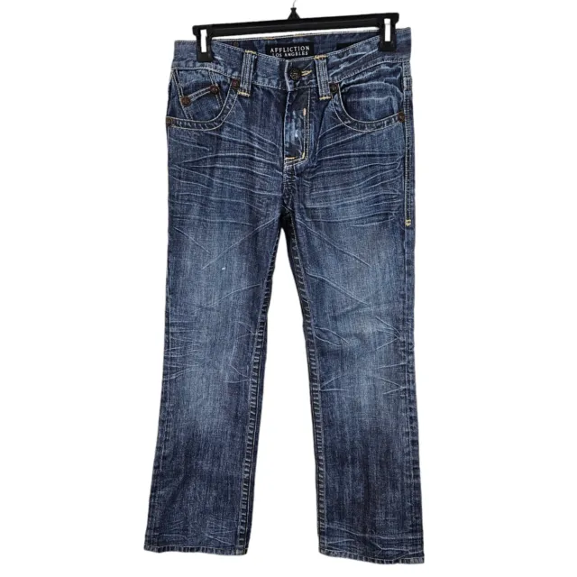 Affliction Jeans Mens 30 x 30 Cooper Relaxed Boot Cut Denim Dark Blue Wash